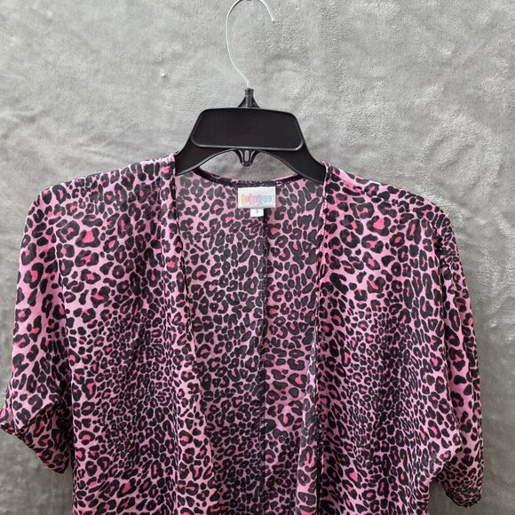 LuLaRoe Sheer Pink Cheetah Print Kimono Cardigan – Size 3 - Picture 3 of 11